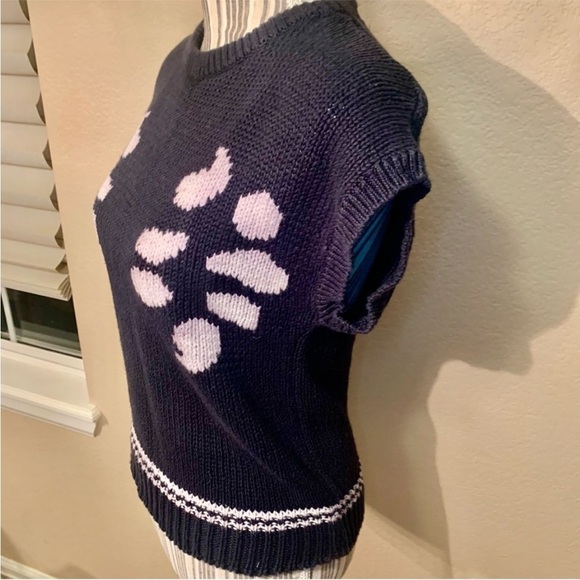 Laurente Rome Paris Sweater Large Black White Design Short-Sleeve Sweater Vest - Picture 3 of 15